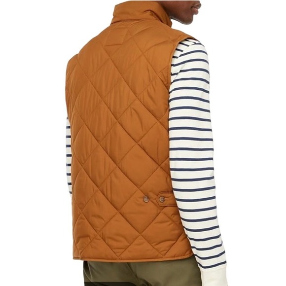 J.Crew NWT SZ LGE Sussex Quilted Vest Mens Brown Diamond Quilt Full Zip Pockets - Picture 3 of 16